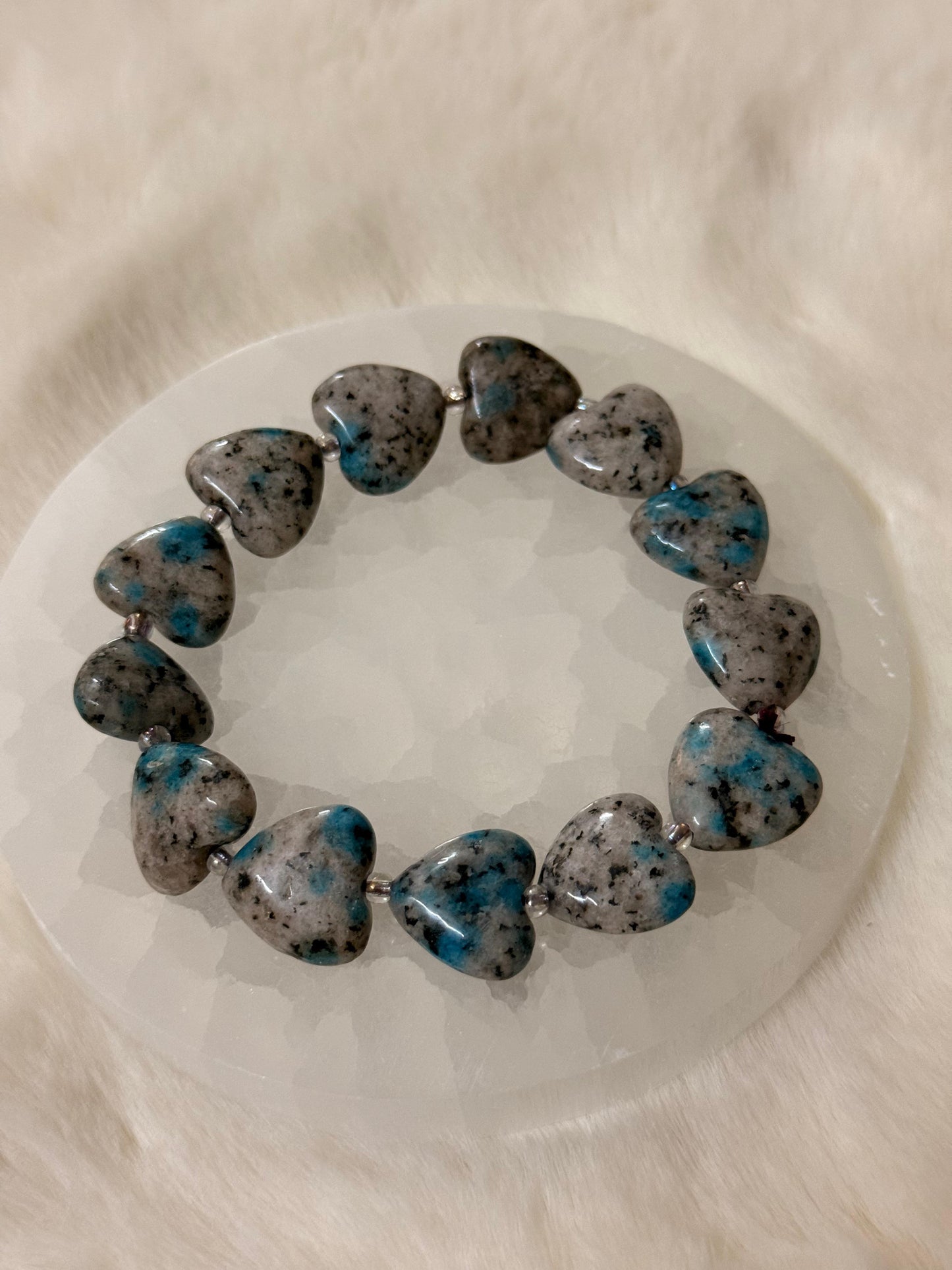 MULTI FLUORITE HEART SHAPE BRACELET