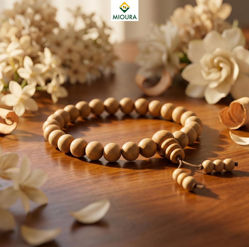 White Sandalwood Bracelet (Chandan) – Govt Certified | Mioura
