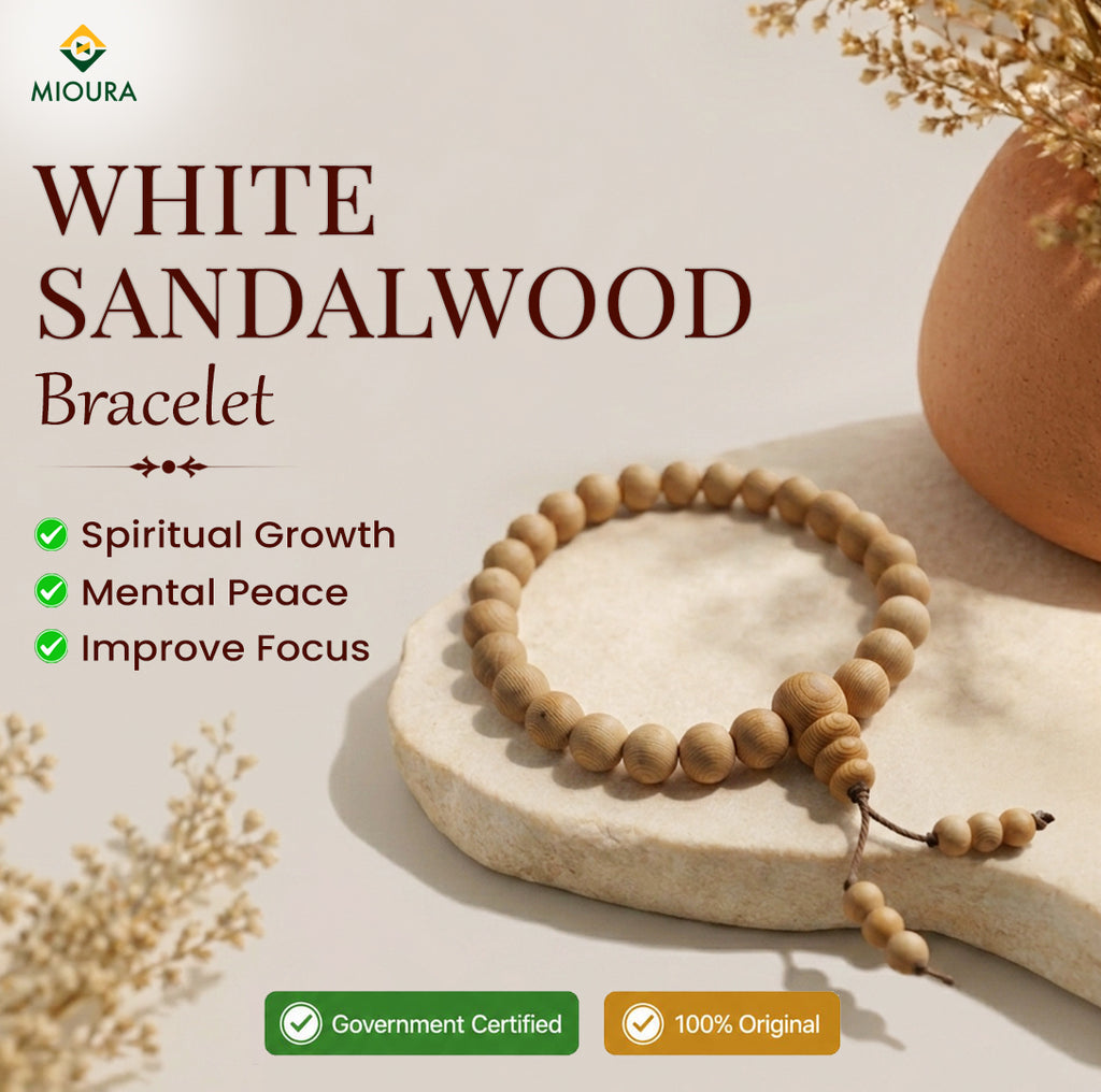 White Sandalwood Bracelet (Chandan) – Govt Certified | Mioura