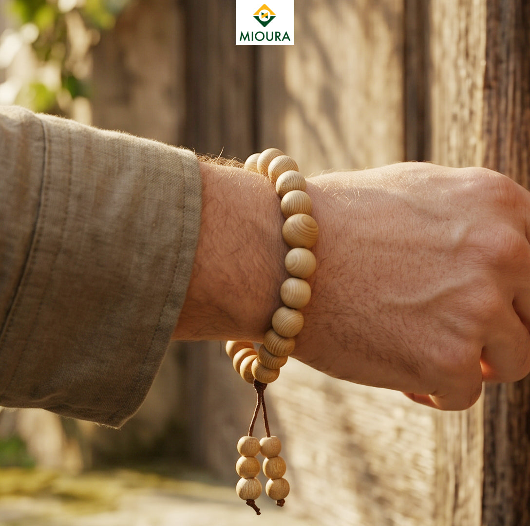 White Sandalwood Bracelet (Chandan) – Govt Certified | Mioura