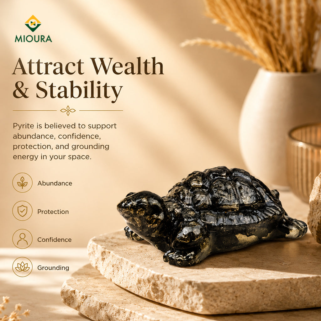 Pyrite Tortoise – Wealth, Prosperity & Vastu Crystal | Mioura