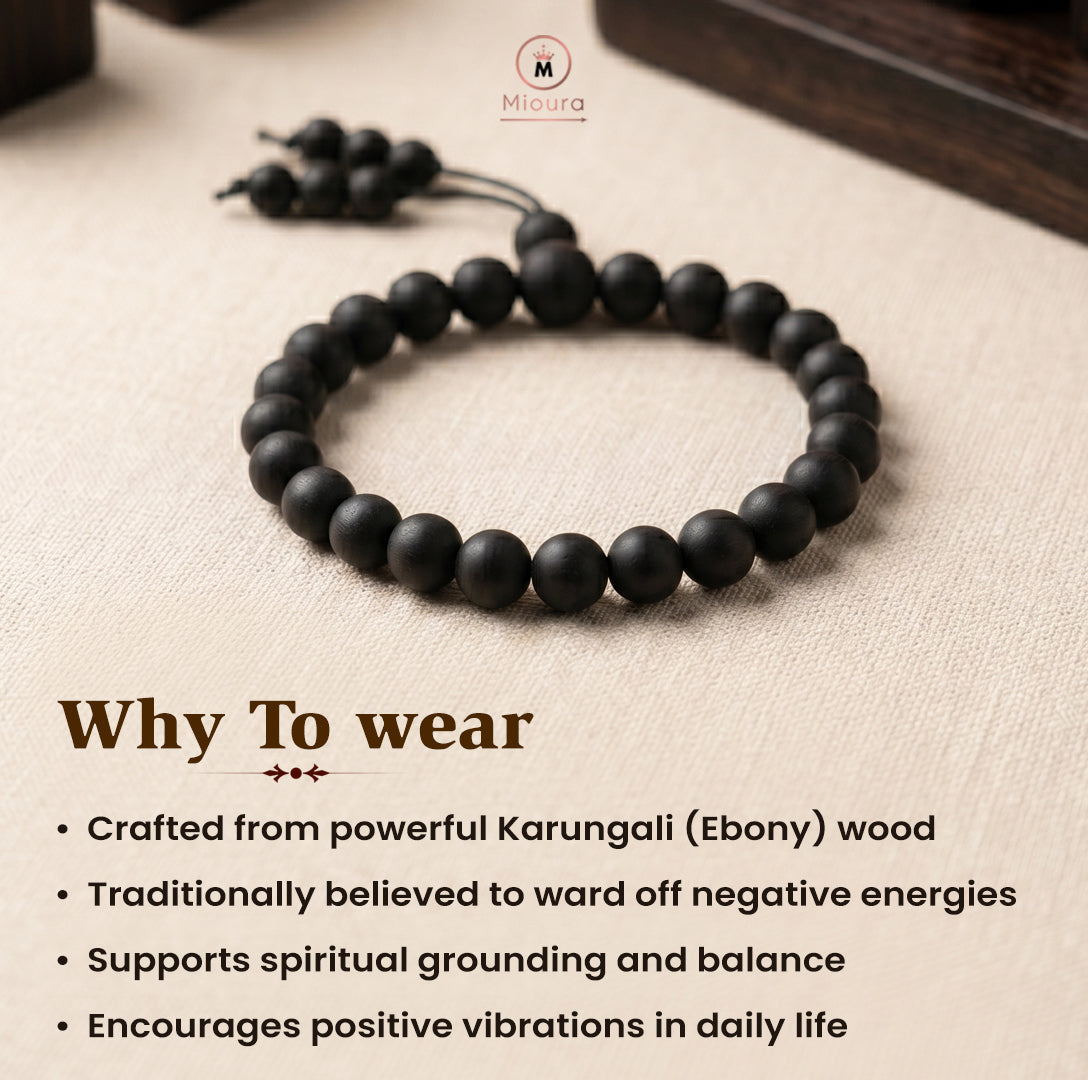 Original Karungali Bracelet – Govt Certified | Protection, Grounding & Energy Shield | Mioura