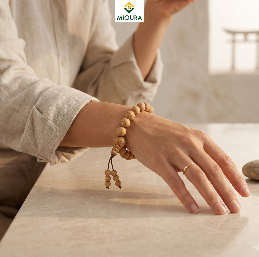 White Sandalwood Bracelet (Chandan) – Govt Certified | Mioura