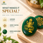 Lakshmi Shree Yantra Zibu Coin – Green Aventurine | Mioura