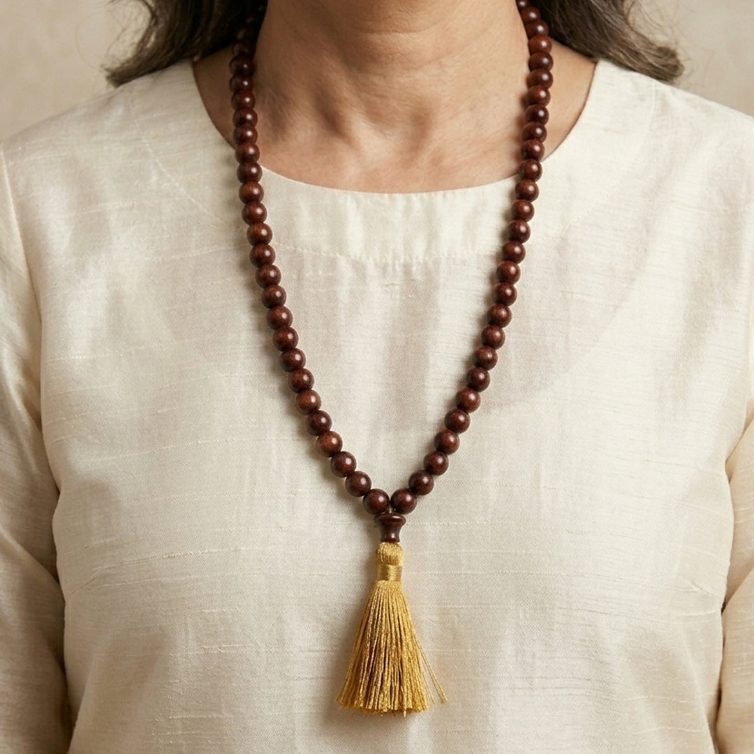 Mioura Red Sandalwood Mala (Rakta Chandan) – Govt Lab Certified | 108 Beads for Meditation, Protection & Spiritual Growth