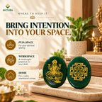 Lakshmi Shree Yantra Zibu Coin – Green Aventurine | Mioura