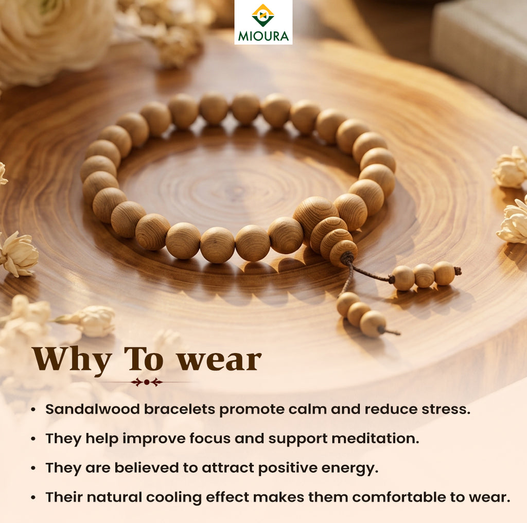 White Sandalwood Bracelet (Chandan) – Govt Certified | Mioura