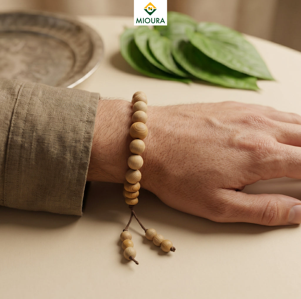 White Sandalwood Bracelet (Chandan) – Govt Certified | Mioura