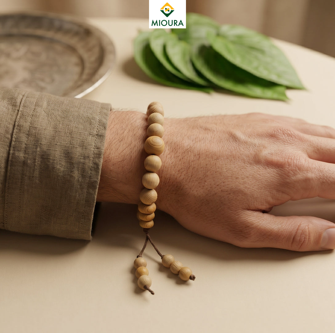 White Sandalwood Bracelet (Chandan) – Govt Certified | Mioura
