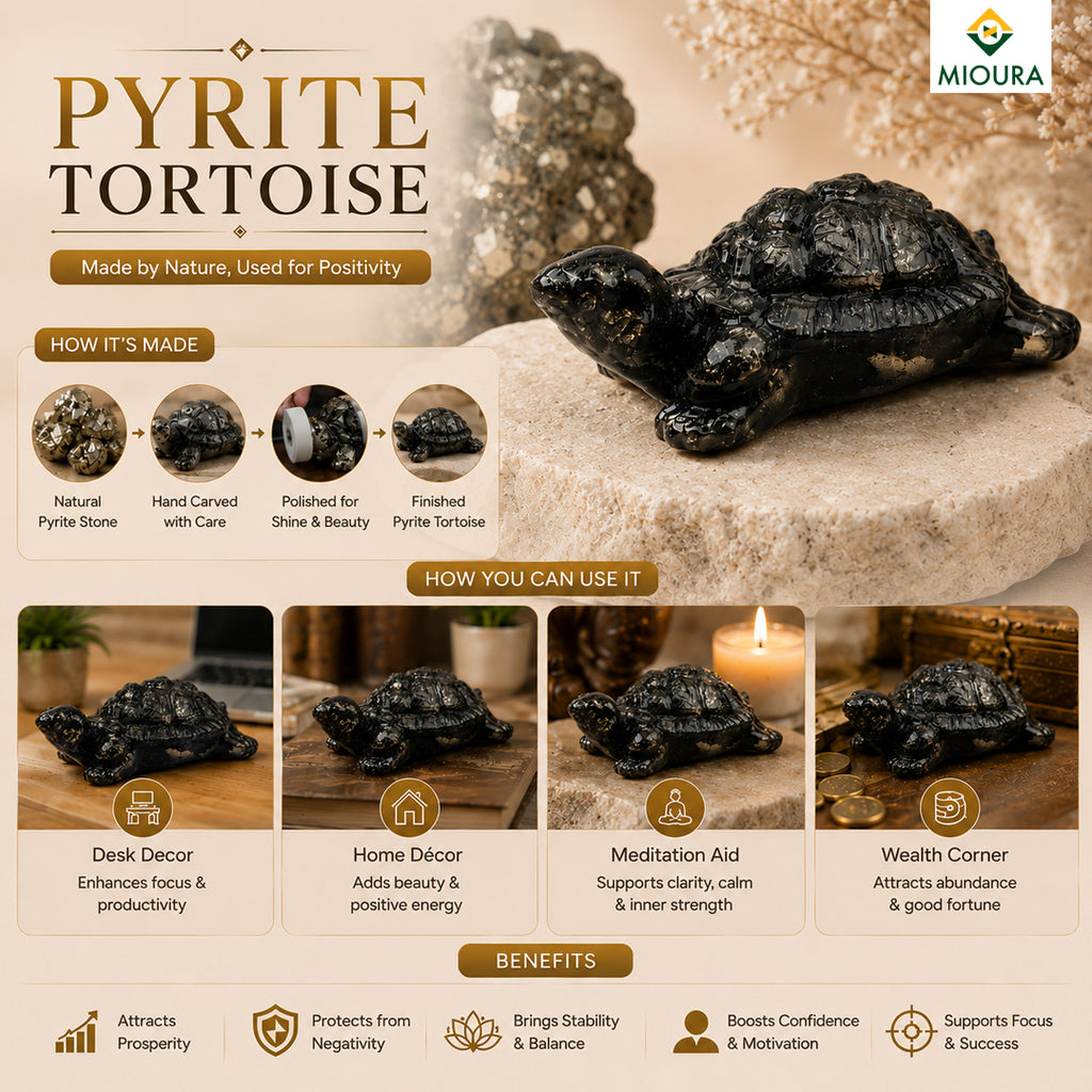 Pyrite Tortoise – Wealth, Prosperity & Vastu Crystal | Mioura