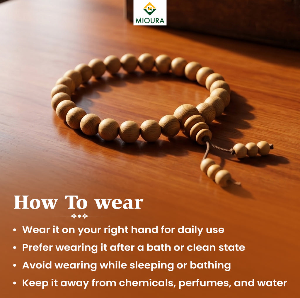 White Sandalwood Bracelet (Chandan) – Govt Certified | Mioura