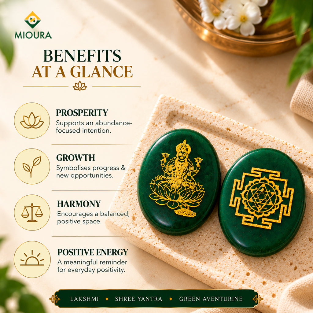 Lakshmi Shree Yantra Zibu Coin – Green Aventurine | Mioura