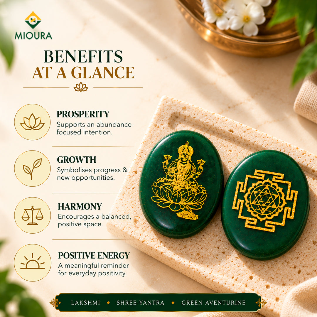 Lakshmi Shree Yantra Zibu Coin – Green Aventurine | Mioura