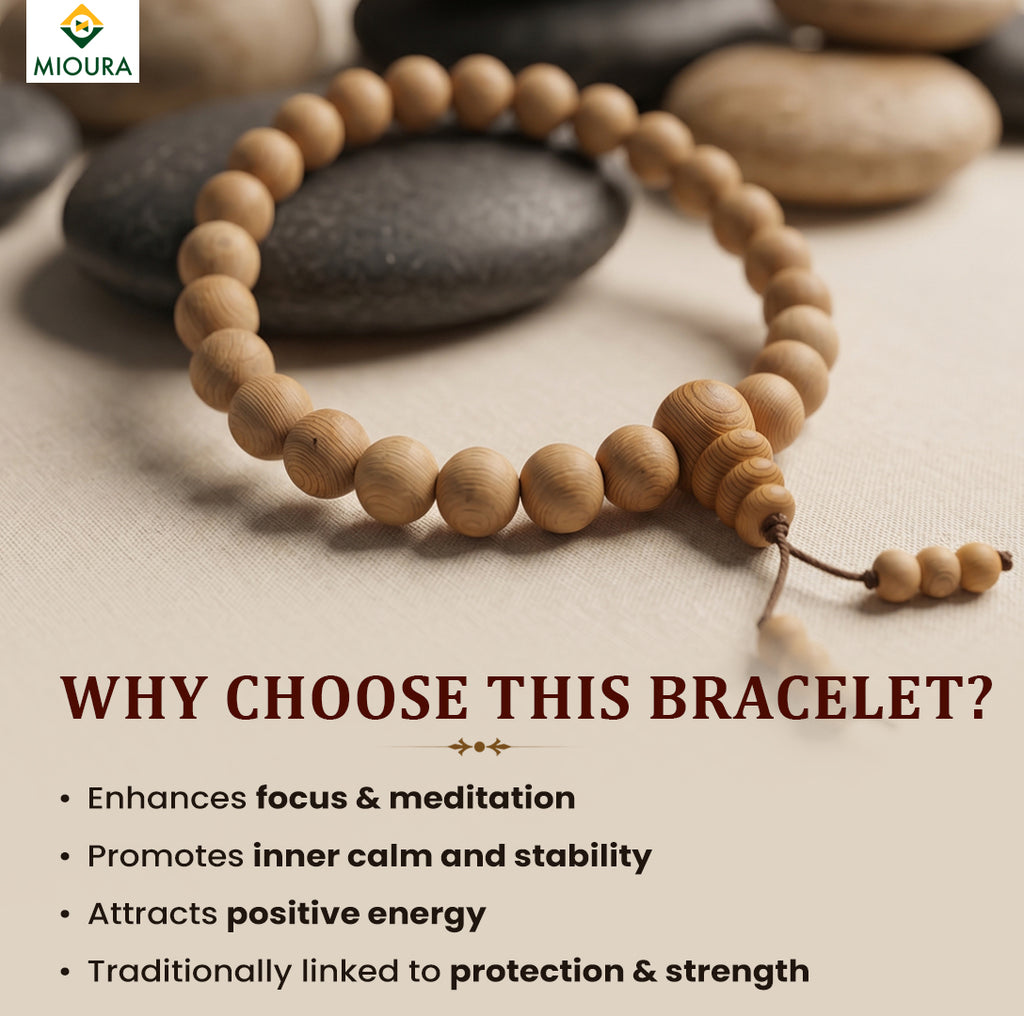 White Sandalwood Bracelet (Chandan) – Govt Certified | Mioura