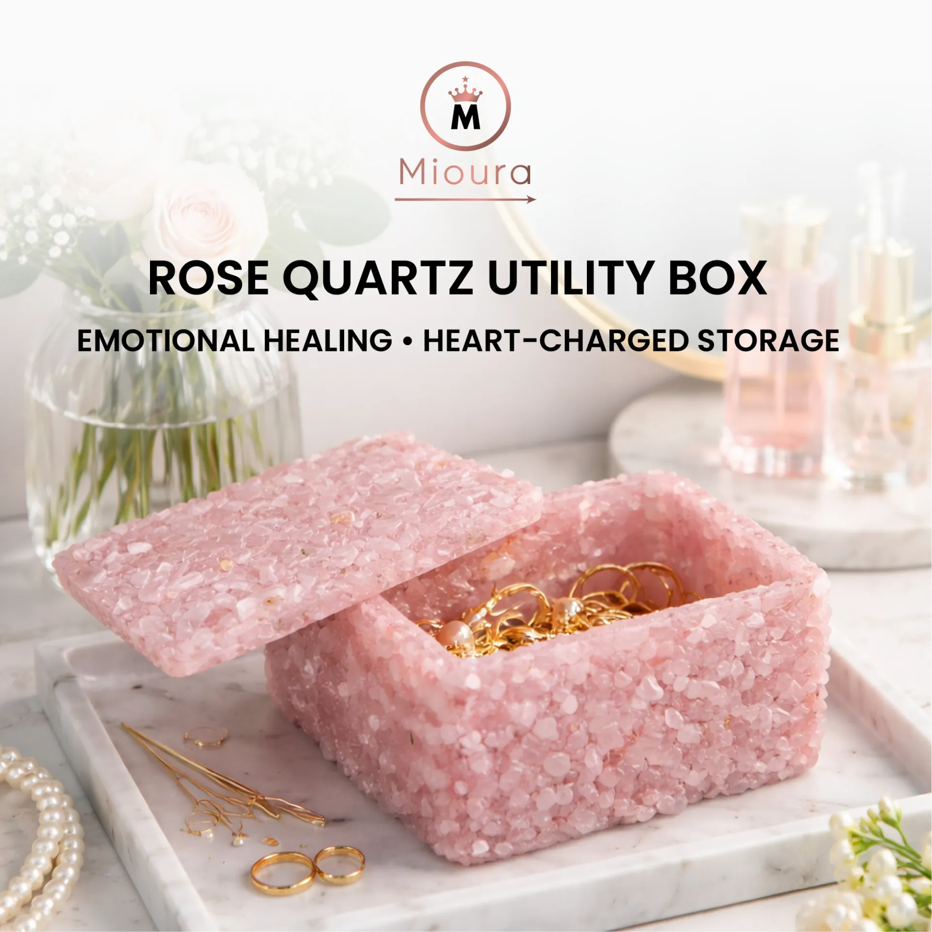Rose Quartz Box For Crystal Storage