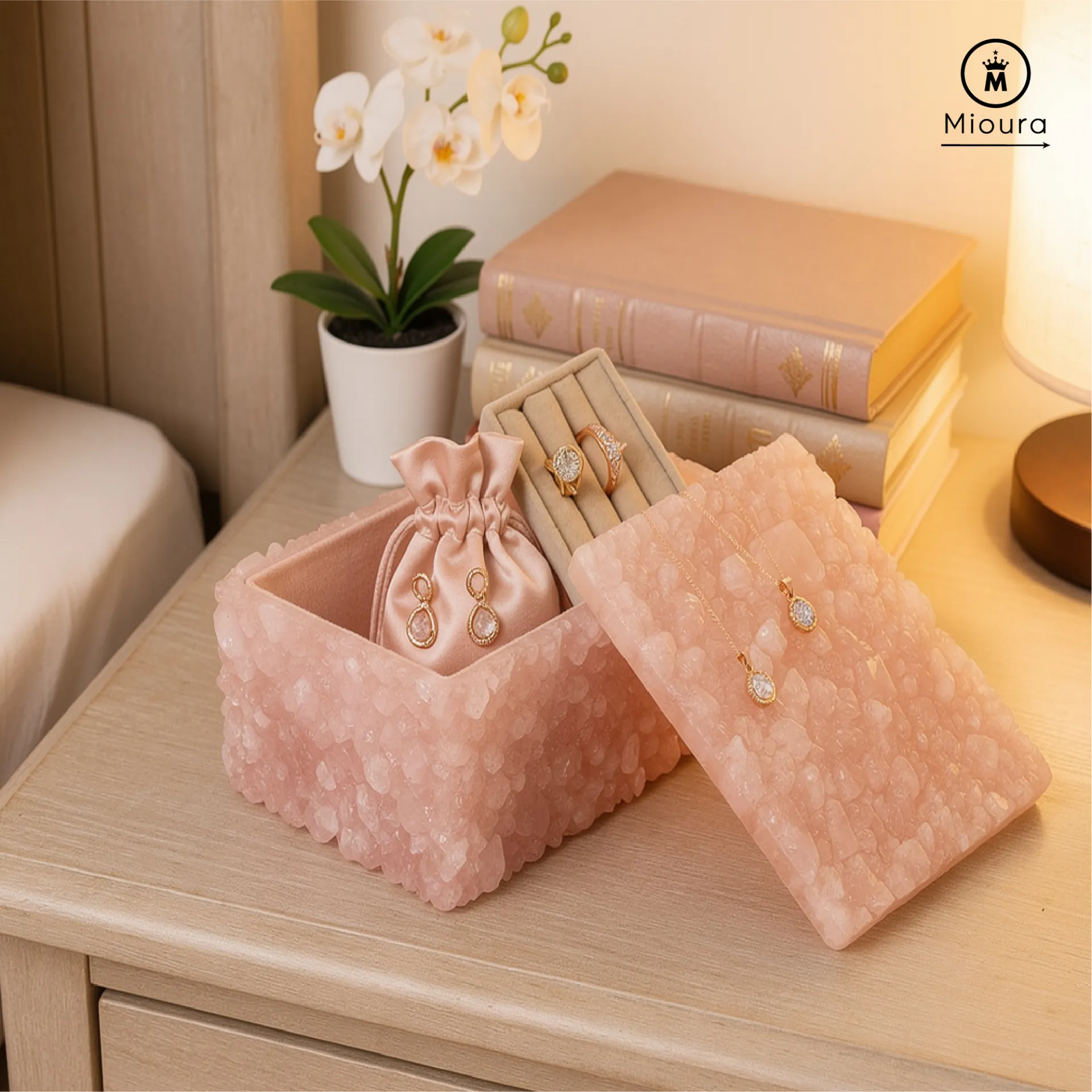 Rose Quartz Box For Crystal Storage