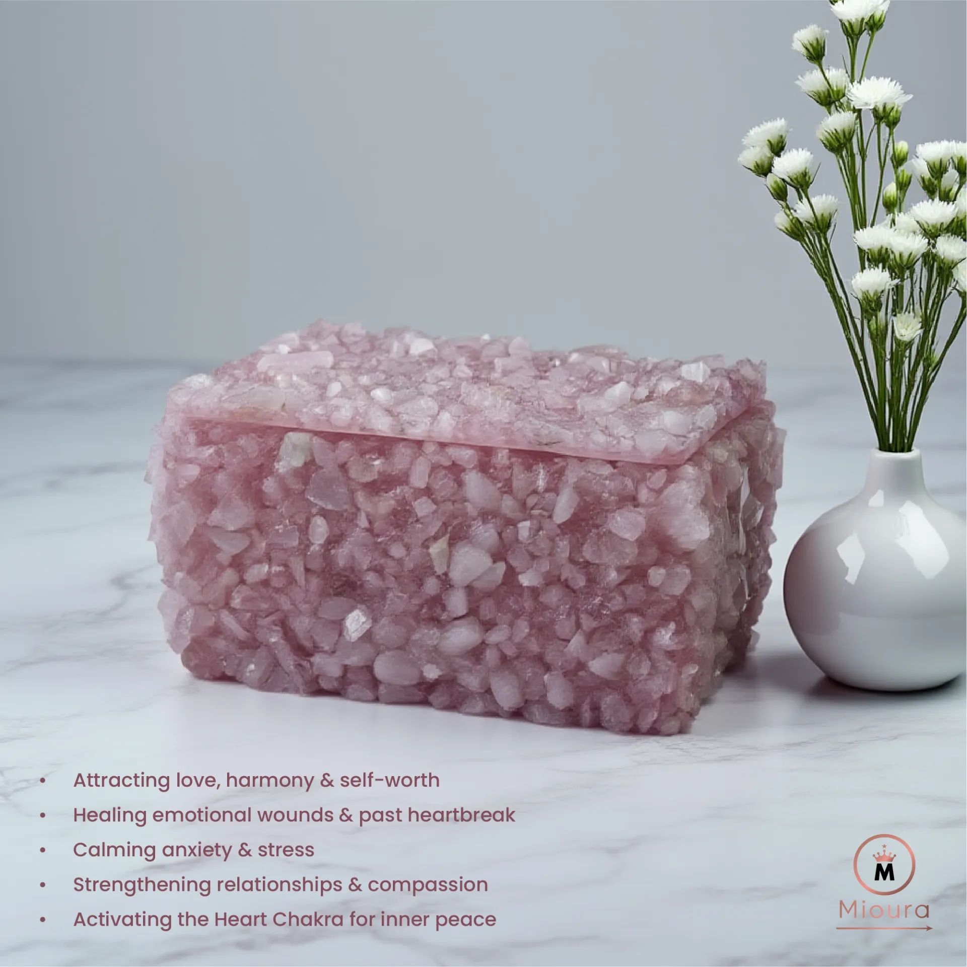 Rose Quartz Box For Crystal Storage