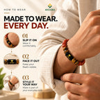 Aries (Mesh Rashi) Crystal Bracelet – Red Jasper, Tiger’s Eye & Black Obsidian