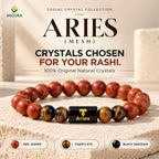 Aries (Mesh Rashi) Crystal Bracelet – Red Jasper, Tiger’s Eye & Black Obsidian