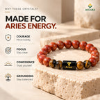 Aries (Mesh Rashi) Crystal Bracelet – Red Jasper, Tiger’s Eye & Black Obsidian