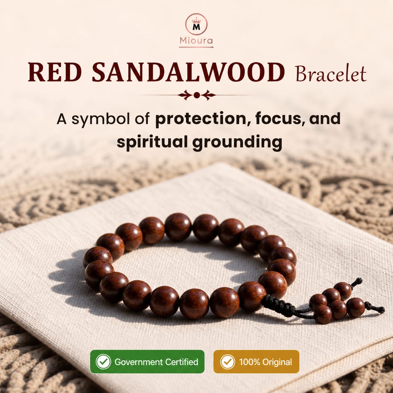 Original Red Sandalwood Bracelet – Govt Certified
