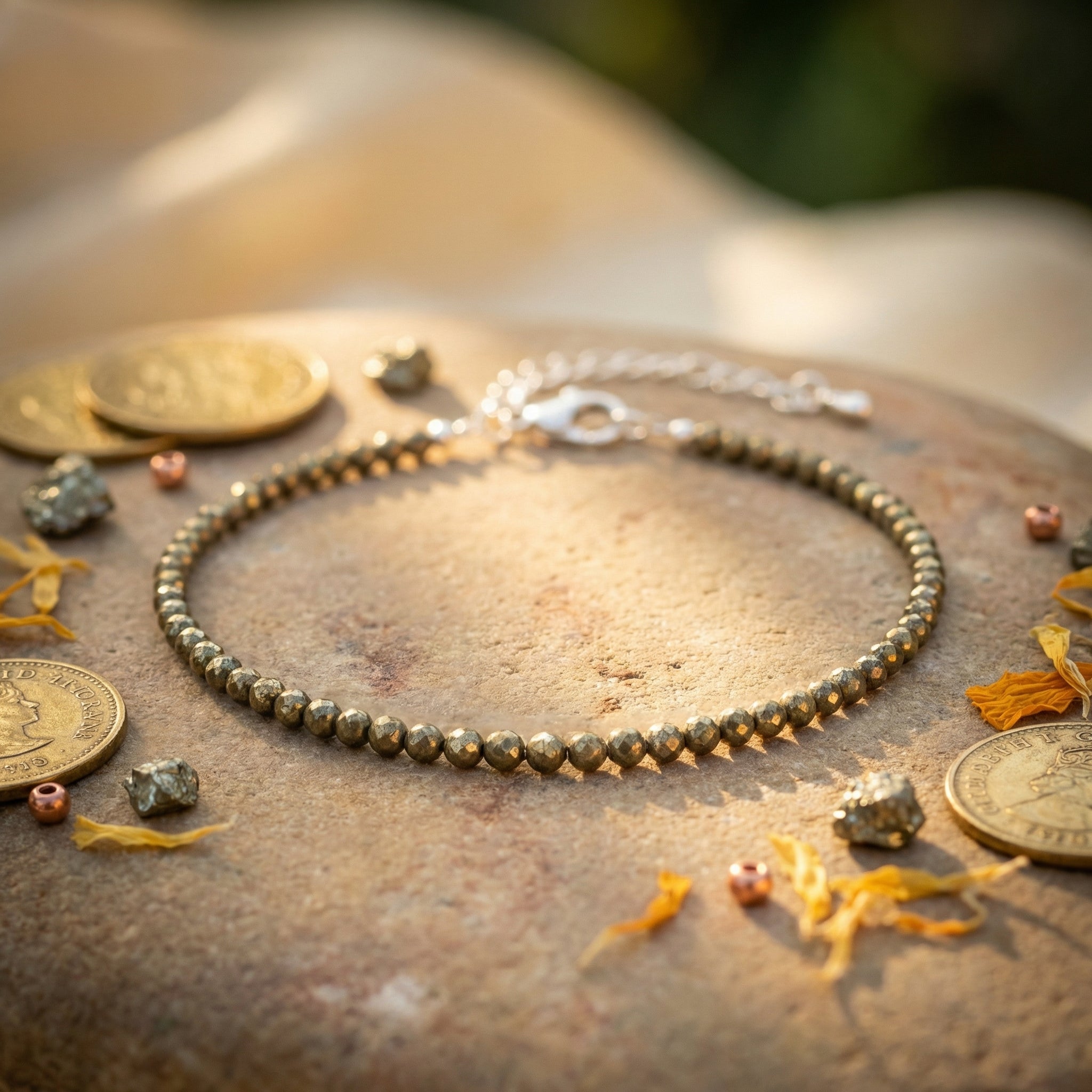 Pyrite Anklet For Wealth And Grounding